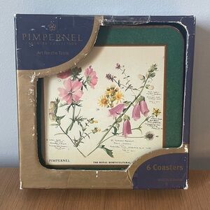 VINTAGE Pimpernel Botanical Coaster Set - Floral Art